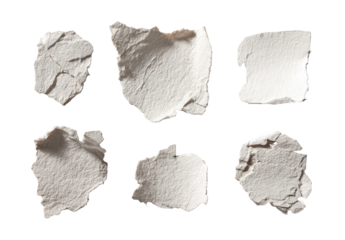 Seven irregular, textured paper pieces