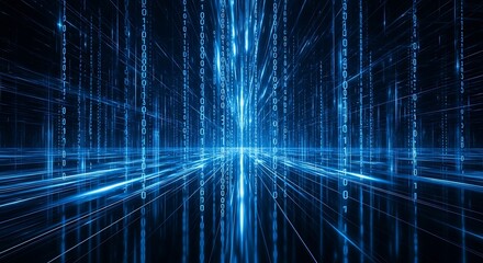 Abstract blue digital grid abstract network data flow technology futuristic light lines abstract