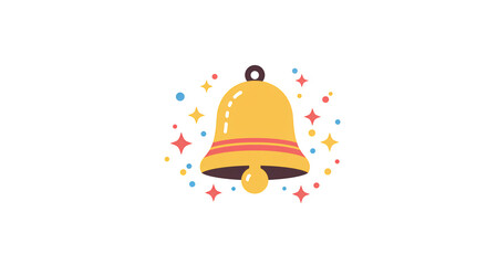 Fototapeta premium Festive yellow bell icon with colorful sparkles illustration featuring sign, update, colorful, design, illustration, communication concept design for