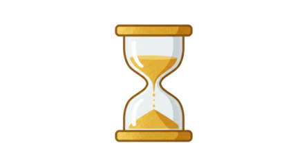 Golden hourglass timer isolated on white background illustration featuring measure, equipment, timer, urgency, old, running