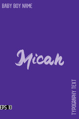 Micah -Baby Boy Name Brush Typography Vector Decorative Calligraphy Text