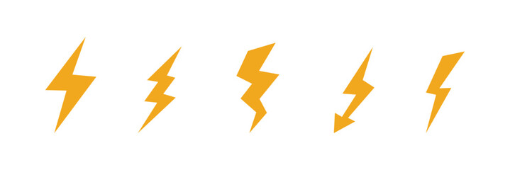Lightning icon set. Thunderbolt. Vector