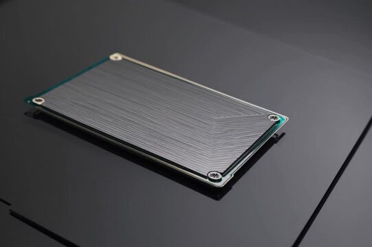 Photoreal CPU Macro on Black Acrylic