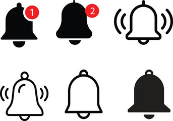 Notification bell outline vector illustration