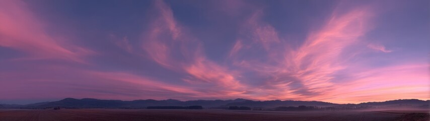 Fototapeta premium Stunning hdr panorama sunset over landscape