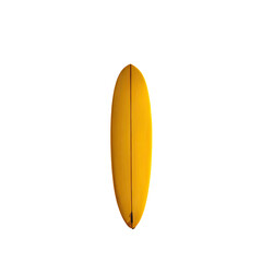 A bright yellow surfboard, top-down view