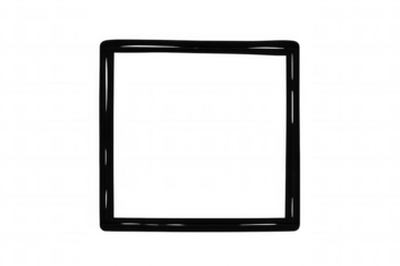 Sleek black square frame with double-lined border, lending minimalist design elegance against transparent backdrop