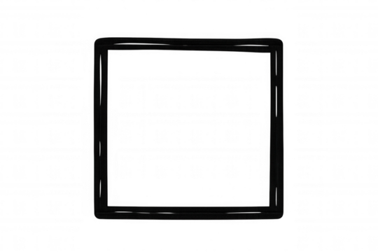 Sleek black square frame with double-lined border, lending minimalist design elegance against transparent backdrop