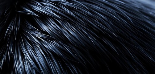 Obraz premium Deep, glossy black fur with visible individual hairs, showing subtle highlights, black fur, furry