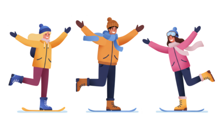 Happy People Skiing Winter Sports Illustration illustration featuring hobby, hat, young, smile, recreation, character