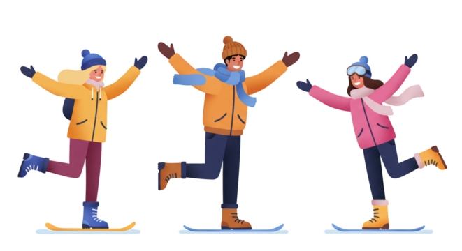 Happy People Skiing Winter Sports Illustration illustration featuring hobby, hat, young, smile, recreation, character