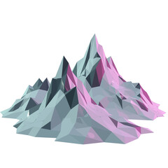 Low Poly Mountain Range with Pink and Blue Hues Geometric Peaks.