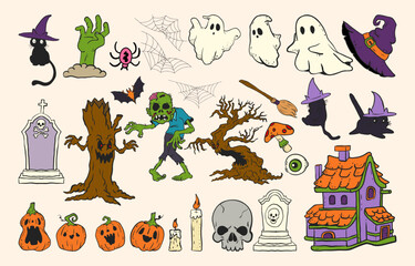 Fototapeta premium halloween elements with scary concept