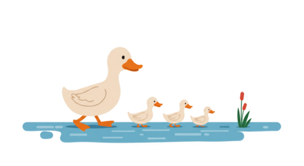 Mother Duck and Ducklings Illustration illustration featuring mother, together, graphic, walking, isolated, walk concept design