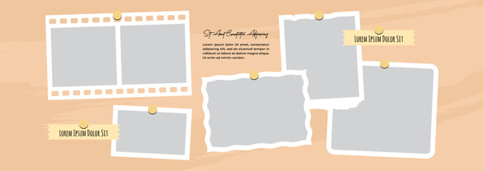 Pictures or photos frame collage layout abstract photo frames and digital photo wall template