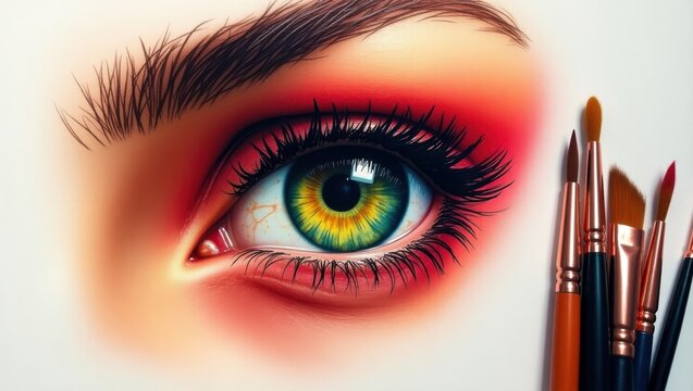 Eyes reveal soul&rsquo;s art, colors blend with every stroke.
