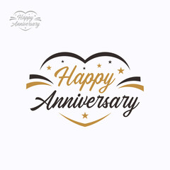 Happy Anniversary Logo Icon Design Vector. Beautiful decorative greeting banner poster illustration, isolated on white background.