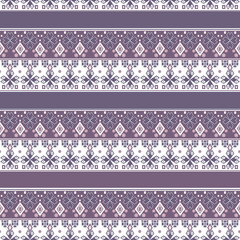 Lilac white Scandinavian folklore ornament in retro style