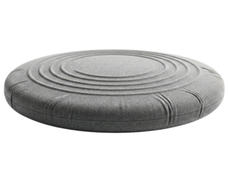 Gray inflatable stability cushion for balance and core training on a transparent background
