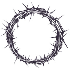 crown of thorns, easter religious symbol of Christianity hand drawn vector illustration sketch