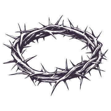 crown of thorns, easter religious symbol of Christianity hand drawn vector illustration sketch