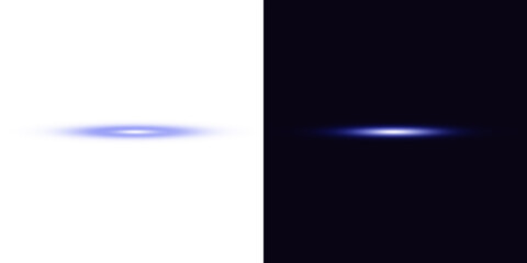 Luminous Horizontal Energy Ring, Glowing Blue Light Flare on Transparent Background
