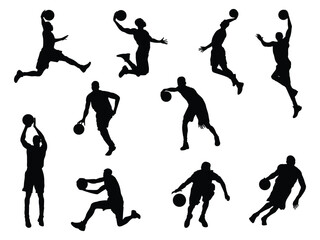 Basketball silhouette set.