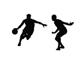 Silhouette of a male basketball player isolated on a background.