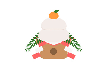 伝統的な鏡餅のシンプルなイラスト