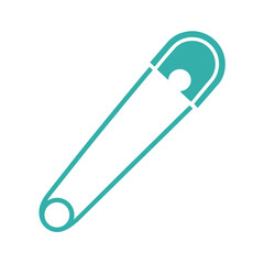 Simple turquoise safety pin icon on a transparent background