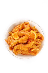 Spicy Pickled Chicken Feet with Lemon Traditional Asian Appetizer in Bowl