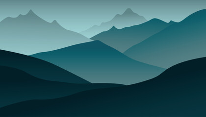 Modern aesthetic art of mountain landscape. Abstract mountain landscape in vector.