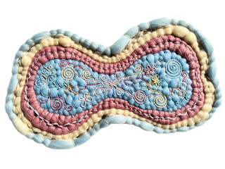 Obraz premium Abstract textile art with layered wool and delicate embroidery on a transparent background