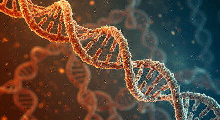 Vibrant DNA Double Helix Strands - Genetic Code and Biology Concept