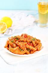 Spicy Marinated Chicken Feet with Peppers and Lemon - Traditional Asian Appetizer