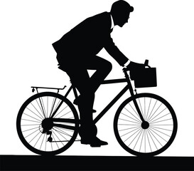 Fototapeta premium Silhouette of a professional man actively riding a bicycle outdoors