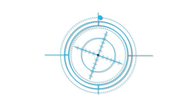 Futuristic cyan Radar Scope Target Acquisition Interface H U D Element Digital Overlay For Gaming Sci- Fi Technology Concept Aiming System Targeting Reticle Crosshair Vector Graphic Illustration