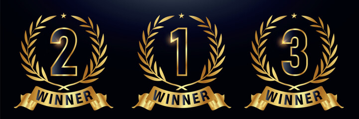 1st 2nd 3rd sports awards three medals gold Vector template 