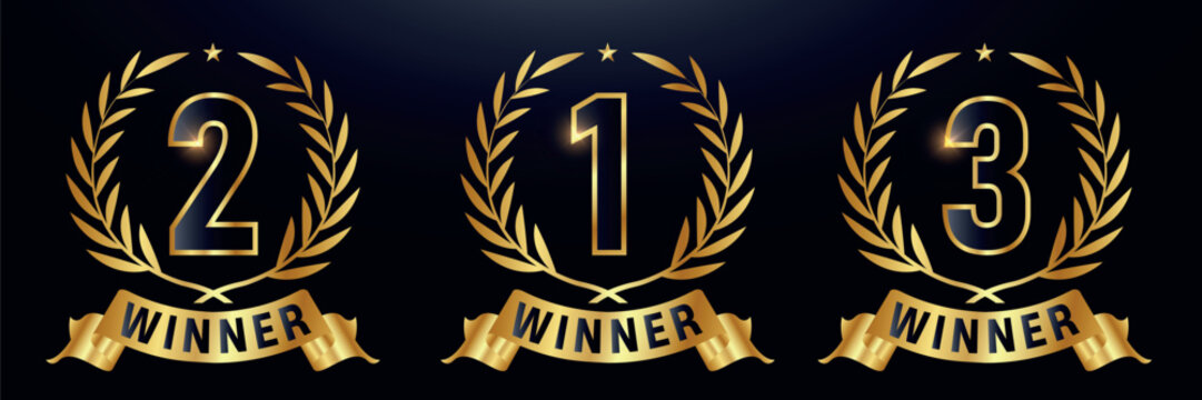 1st 2nd 3rd sports awards three medals gold Vector template 