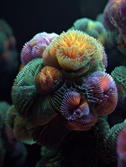 Obraz premium Vibrant Coral Reef Showcasing Intricate Structures and Colors in an Underwater Ecosystem During Daytime