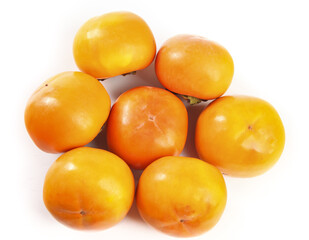 Fresh Ripe Persimmons on White Background - Healthy Organic Fruit Food Photography