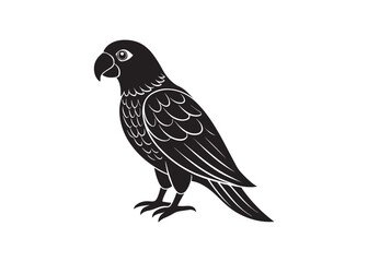 Black parrot silhouette icon on white background vector illustration isolated.