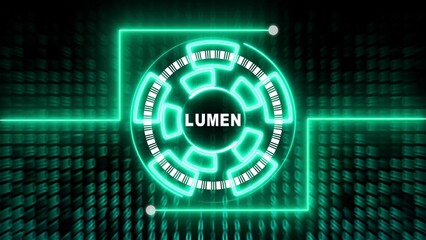 Futuristic Neon Green Lumen Logo with Binary Code Background image photo