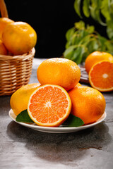 Fresh Chuncheon Alpine Mandarin Oranges with Thin Skin on White Plate - Korean Citrus Fruit Display