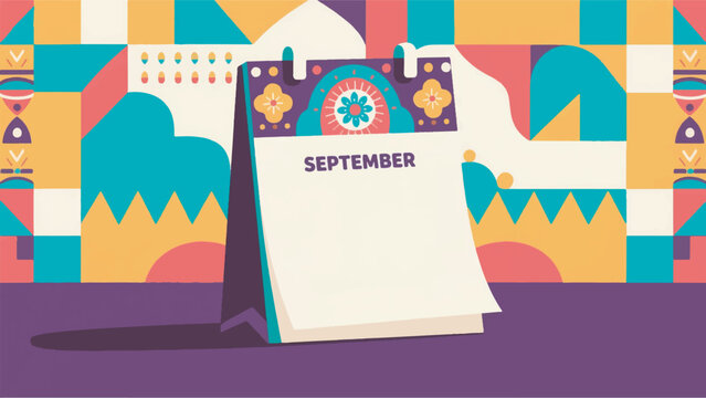 artistic style calendar illustration vector design template