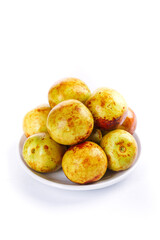 Fresh Jujube Dates in Bowl - Sweet Crispy Winter Fruit on White Background