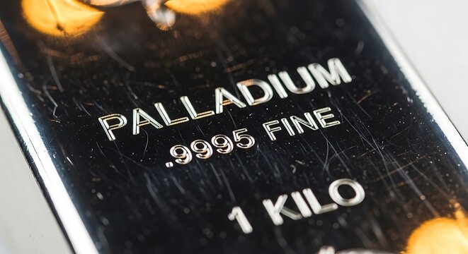 Beautiful Polished Palladium Bullion Bar Studio Close-Up Shot