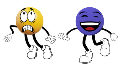 Fototapeta premium set of 3D illustrations of cute emoji emoticons