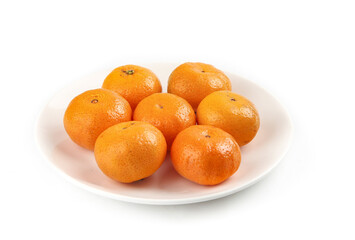 Fresh Small Seedless Oranges on White Plate - Healthy Citrus Fruit Photography