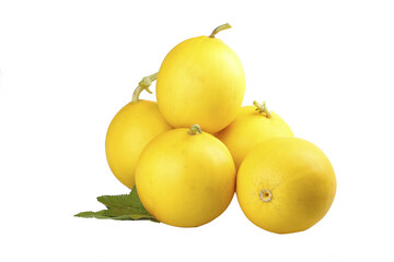 Golden Honeydew Melons from Minqin Desert - Fresh Fruit Crop on White Background